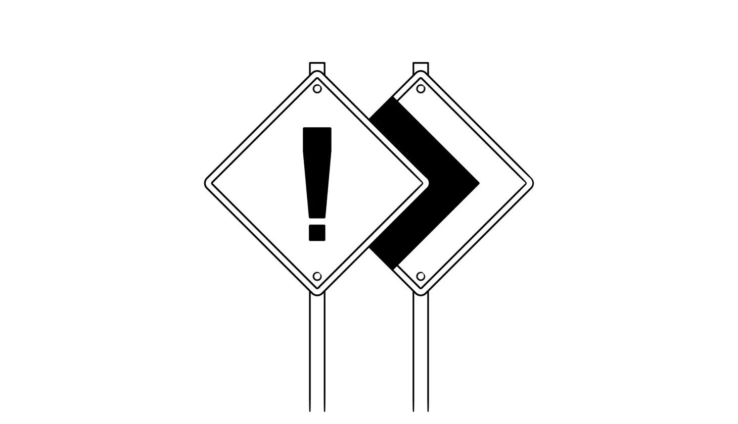 Illustration of two traffic yield signs in the same pattern as the AnyDesk logo to signify AnyDesk scams
